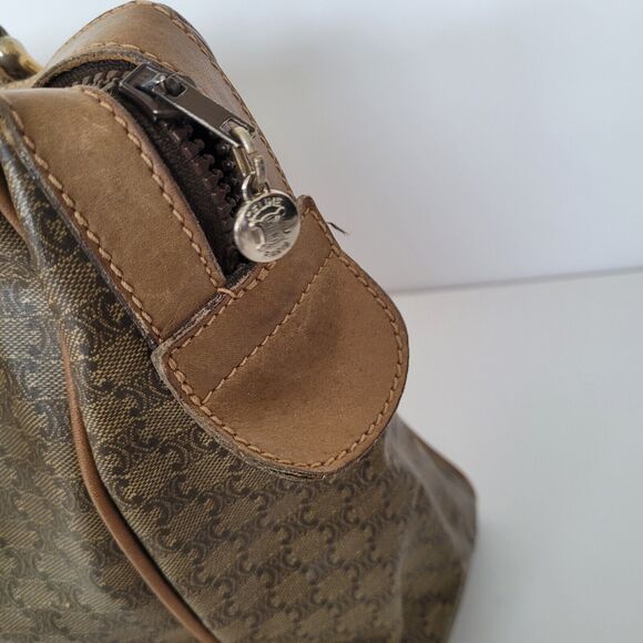 Celine Macadam Vintage Boston Bag Handbag Duffle Large Retro Brown - Picture 15 of 15